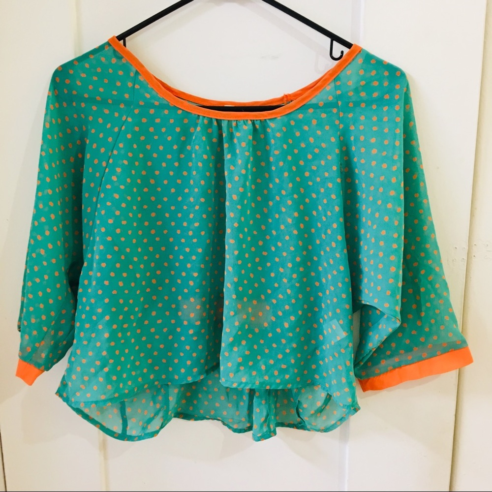 Green Polka Dots Sheer Crop Top